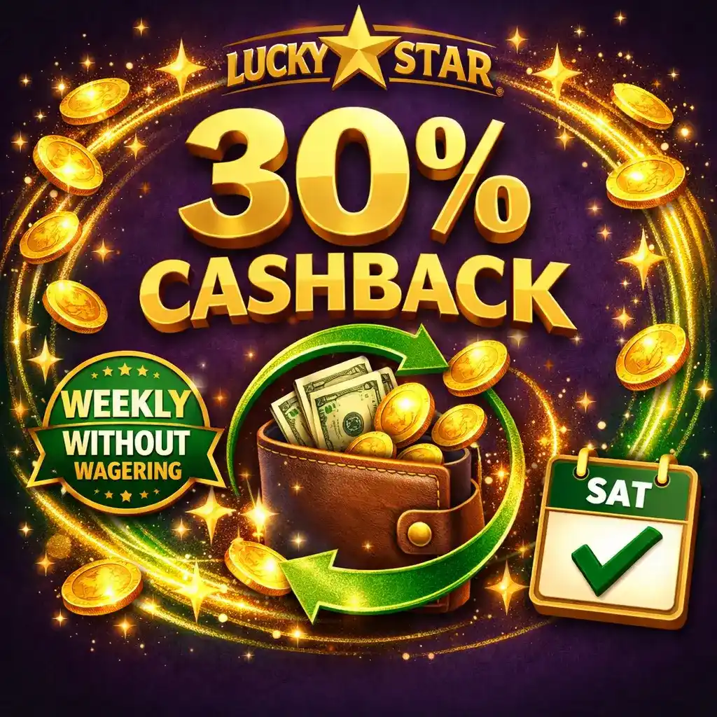 Lucky Star Cashback 30% - weekly returns without wagering